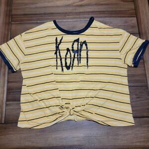 No Boundaries Junior Yellow & Black Crop Tee "KORN" - Size Junior XL (15/17)